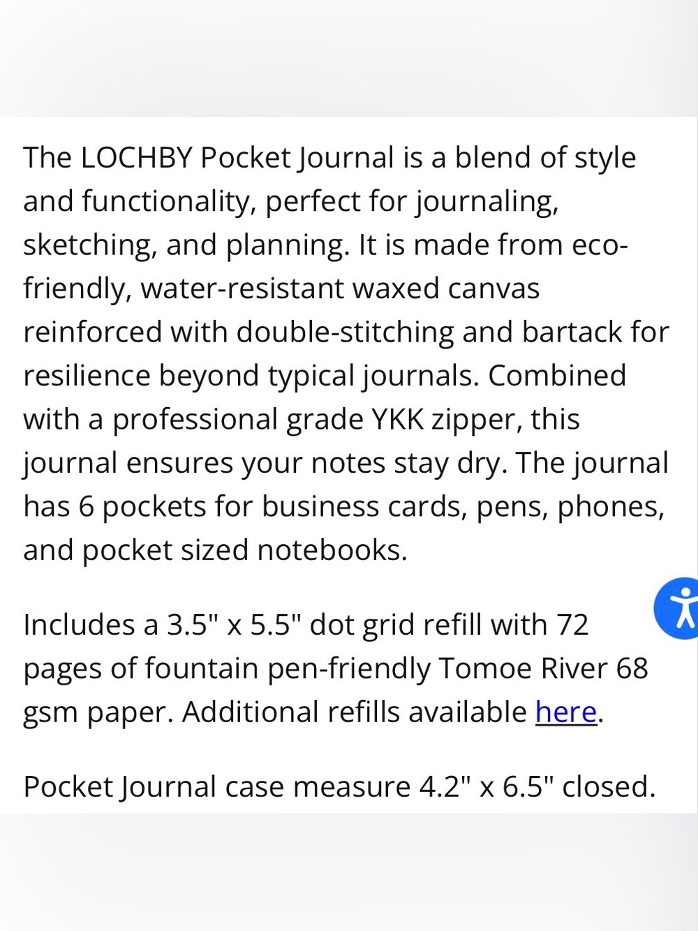 NWT Lochby Mini Field/Pocket Journal in Navy Blue Zipper Cover - Picture 8 of 9
